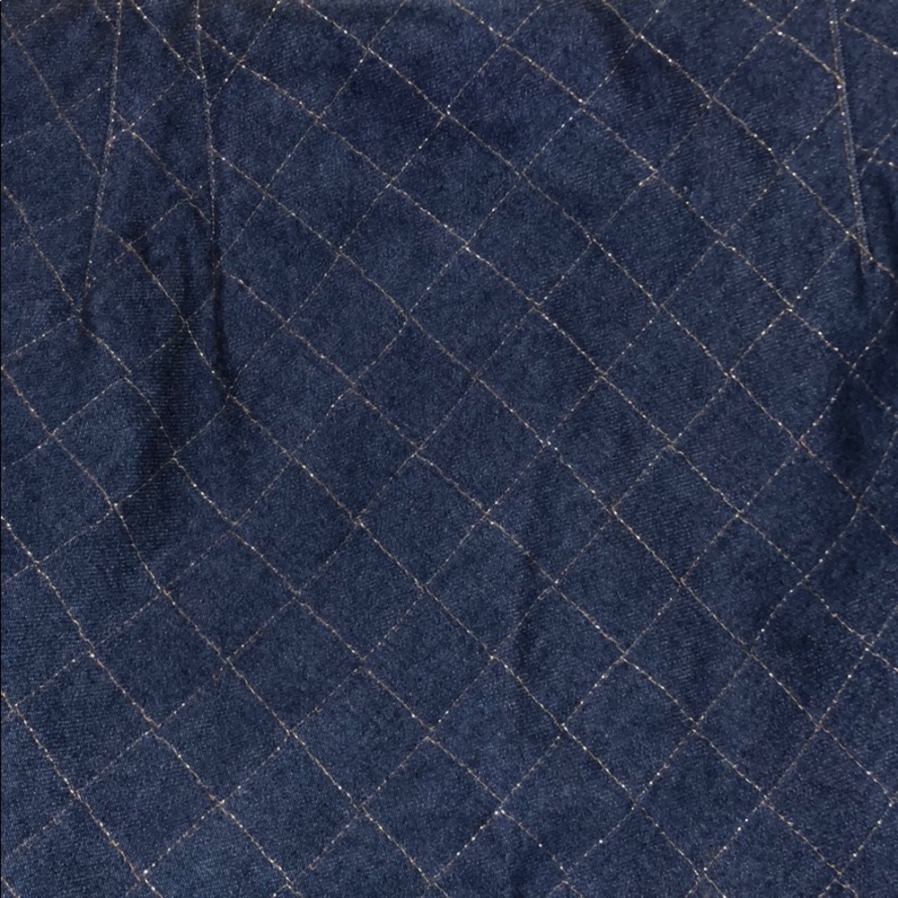 Denim Skirt w/ Gold Cross Stitching